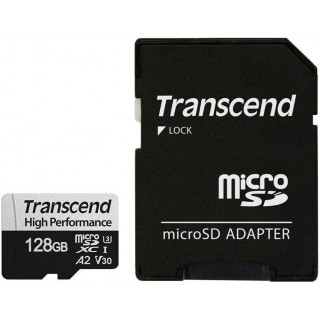 Transcend 128GB MicroSD 340S Class 10 UHS-I U3+SD adapter